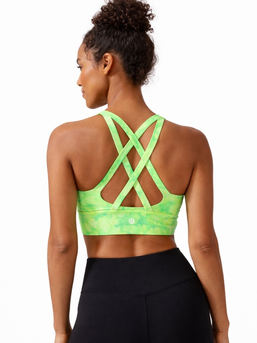 LULULEMON energy Bra Long Line Green Tie Dye Size 6 Strappy Back Medium Support - Picture 2 of 10